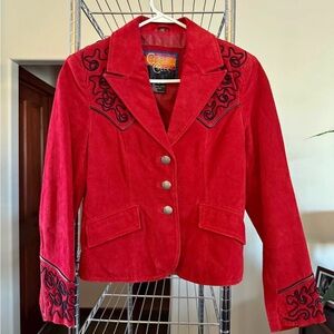 Cripple Creek Women's Red Embroidered Blazer